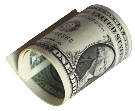 rolled one dollar bill transparent PNG
