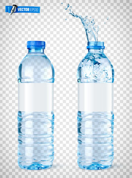 Vector realistic illustration of water bottles on a transparent background.
