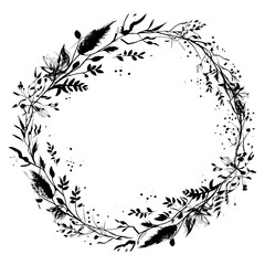 Black and white floral frame for wedding invitations, save the date or greeting cards.