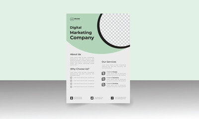 Minimalistic and creative flyer design template with a circle shape.