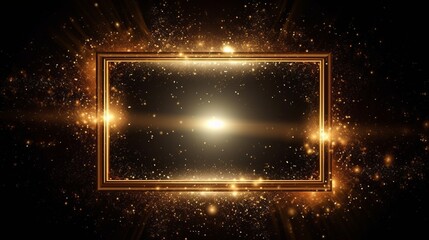 Golden frame with bright sparkles, Generative Ai