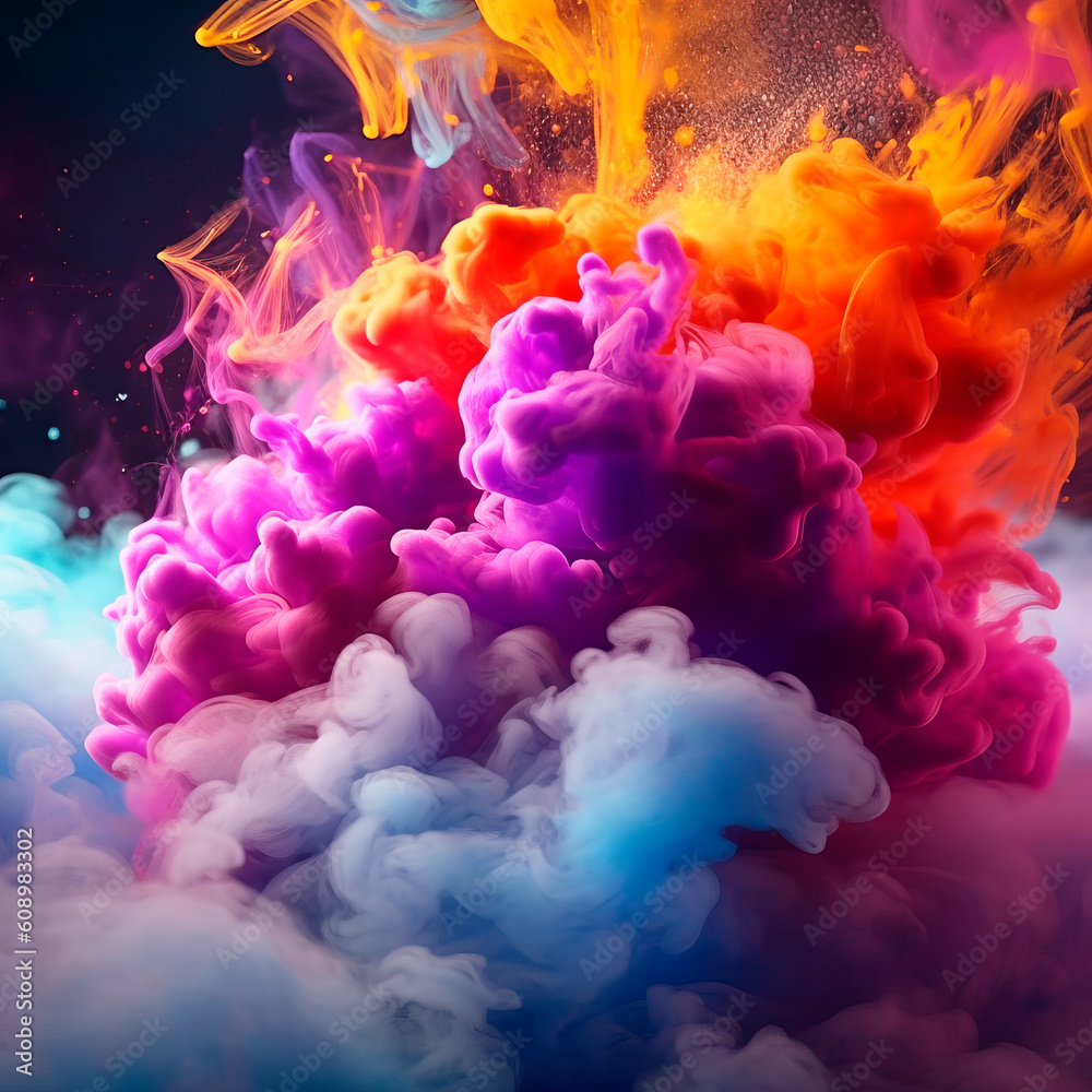 Poster abstract colorful smoke texture. generative ai