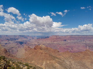 The South Rim of the Grand Canyon National Park, carved by the Colorado River in Arizona, USA. Amazing natural geological formation. The Desert View Point.