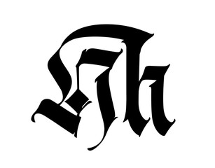 Letter, in the Gothic style. Alphabet. The symbol is isolated on a white background. Calligraphy and lettering. 