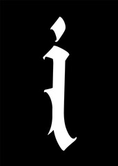 Letter, in the Gothic style. Alphabet. The symbol is isolated on a white background. Calligraphy and lettering. 