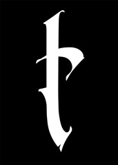 Letter, in the Gothic style. Alphabet. The symbol is isolated on a white background. Calligraphy and lettering. 