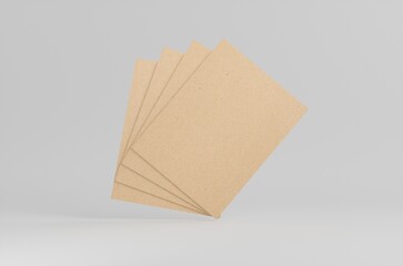Corrugated Cardboard Sheets, 8.5 x 11 Inch Flat Cardboard Sheets Mockup 3D illustration