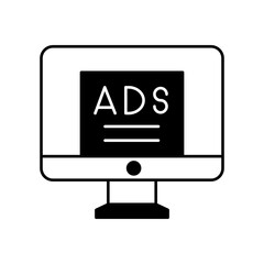 Ads Screen Vector Icon

