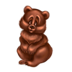 brown bear cub, cartoon teddy bear, bear for kids, illustration, kids, cartoon, bear © Elena