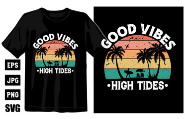 Summer vintage vector t-shirt design, surfing t-shirt vector illustration, summer sunset tshirt, surf and beach. vintage beach print
