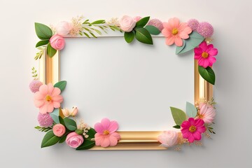 Naklejka na ściany i meble Frame Background Decorated with Flower Ornament Generative AI