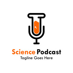 Science podcast design logo template illustration. 