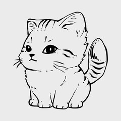 Cartoon character out line cute cat