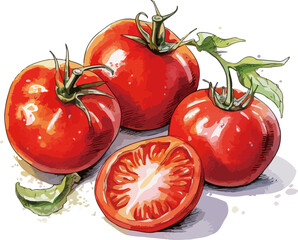 hand drawn cartoon tomato illustration material
 - obrazy, fototapety, plakaty