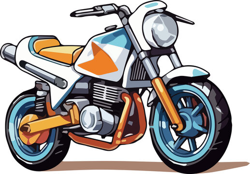hand drawn cartoon motorcycle illustration material
