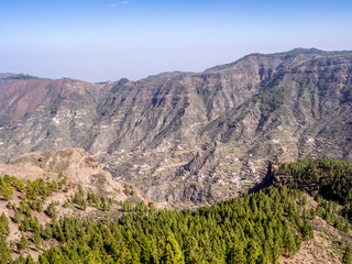 Walking from Roque Nublo to Tejeda on the island of Gran Canaria, Canary Islands, Spain - 608992977