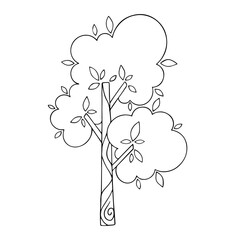 Linear sketches, coloring of various trees. Vector graphics.