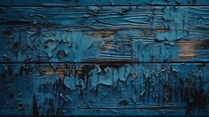 A blue wood background with peeling paint.generative ai
