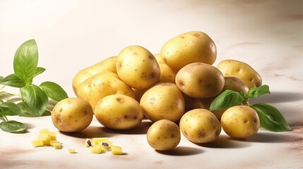 A pile of potatoes with one cut off and the other cut off.generative ai