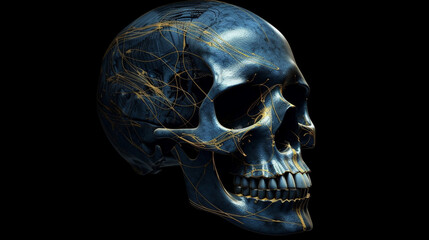 A skull with the word brain on it.generative ai