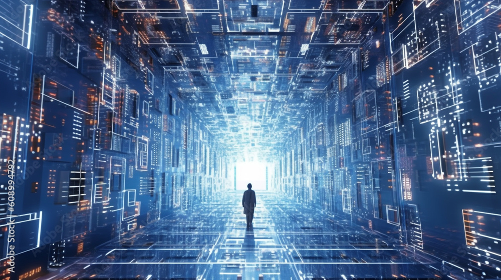 Poster technology of artificial intelligence through abstract patterns, generative ai