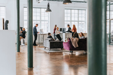 Multiracial business people working together at modern office