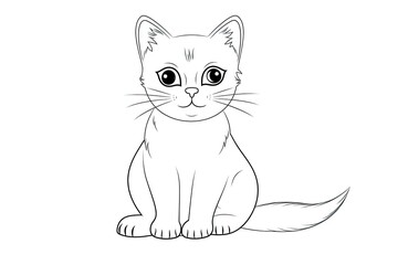 Beautifully drawn cat on a white background. Generative ai.