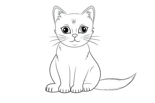 Beautifully drawn cat on a white background. Generative ai.