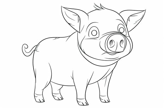 Cartoon character of a pig on a white background. Generative ai.