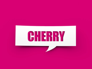 Text Cherry design with inner shadow in brown. 3d illustration