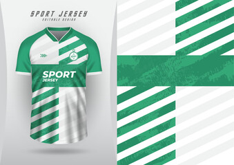 Background for sports jersey, soccer jersey, running jersey, racing jersey, pattern, green and white with stripes with design.
