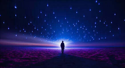 Fototapeta premium purple lights are drawn on a dark background