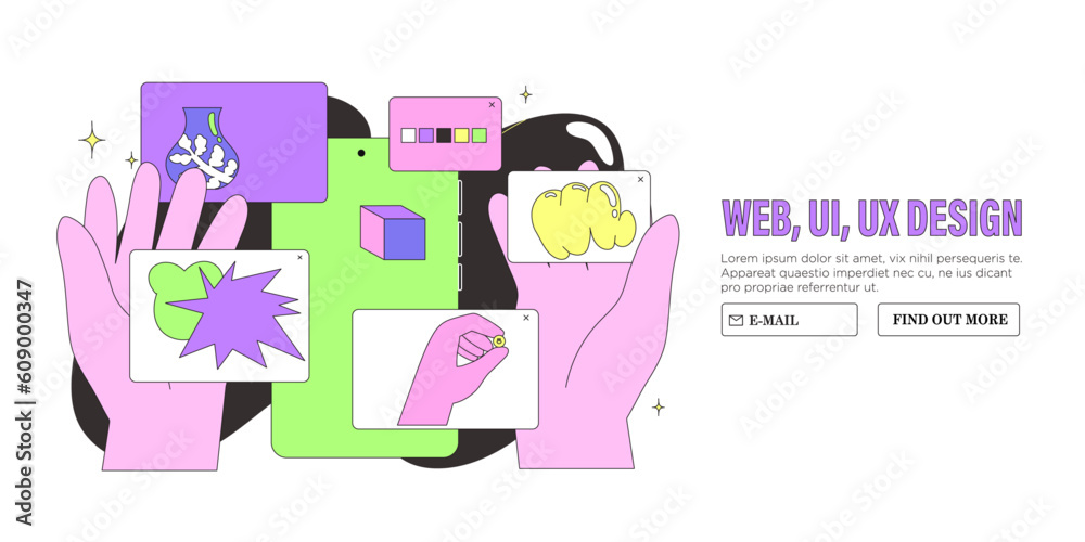 Poster website or mobile application design or redesign banner, landing page, advertisement. ui ux working 