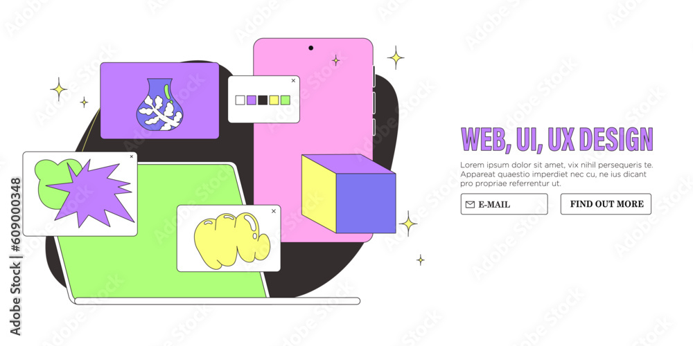 Poster website or mobile application design or redesign banner, landing page, advertisement. ui ux working 