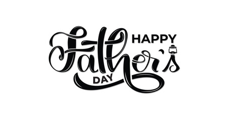 Fototapeta premium Happy Father's Day handwritten with an avatar ornament typography banner in black color. Father's Day sale promotion calligraphy poster. Great for Father's Day Celebrations Around the World