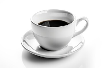 Classic cup with aromatic coffee on a white background. Generative ai.