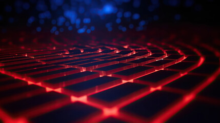 Fototapeta premium Modern digital abstract 3D background. Can be used in the description of network abilities, technological processes, digital storages, science, education, etc. Copy space. Based on Generative AI