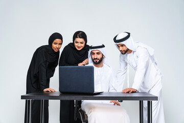 Group of arab business people working together in the office