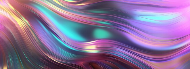 3d render  abstract background. Wavy metallic texture banner, Ultraviolet wallpaper, fluid ripples, liquid metal surface, esoteric aura spectrum in bright colors Generative AI