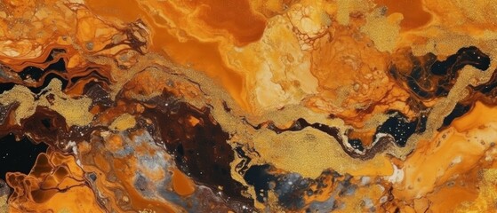 Elegant and luxurious abstract marble background with a combination of orange and gold colors. Generative AI