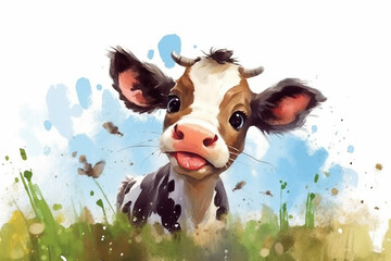 Happy cute cow dark horse comic style.