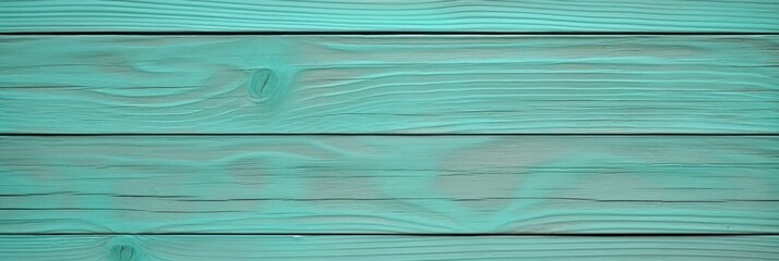 Obraz premium Top view of decorative rustic turquoise wooden background with horizontal planks. Shabby wood teal or turquoise green painted. Vintage beach backdrop Generative AI