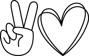 Peace sign hand with heart SVG Cut File for Cricut and Silhouette, EPS Vector, PNG , JPEG , Zip Folder