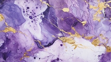Elegant and luxurious abstract marble background with a combination of purple and gold colors. Generative AI