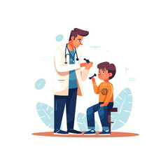 the doctor is explaining to his patient a child