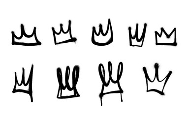 Sketch crown. Simple graffiti crowning, elegant queen or king crowns hand drawn. Royal imperial coronation symbols, monarch majestic jewel tiara isolated icons vector illustration set eps 10