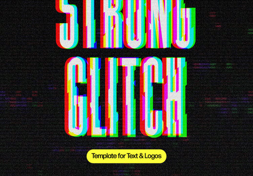 Classic Glitch Text Effect Mockup