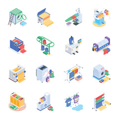Pack of Laundry Isometric Icons 

