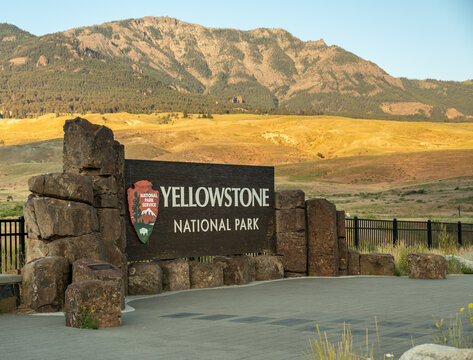 Yellowstone National Park Sign From The Side