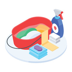 Laundry tub icon in isometric style 
